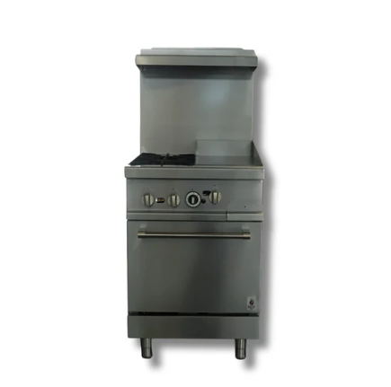 24" Wide 12" Griddle With 2 Burner Stove Top LPG or NG Gas Range Oven Hot Zone HZ-R24-12MG