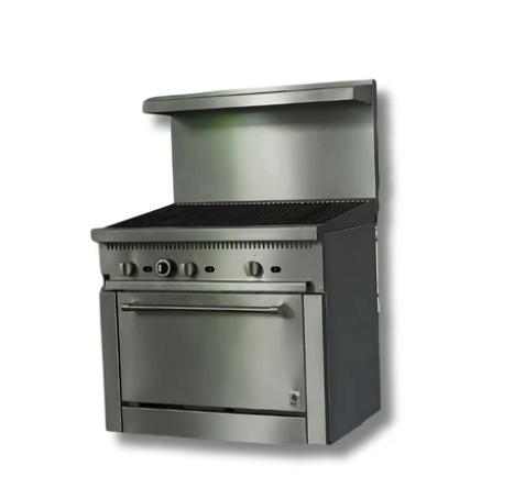 36" Wide Gas Range Charbroiler, With Built in Convection Oven, LP or NG, Hot Zone HZ-CR36-36CB