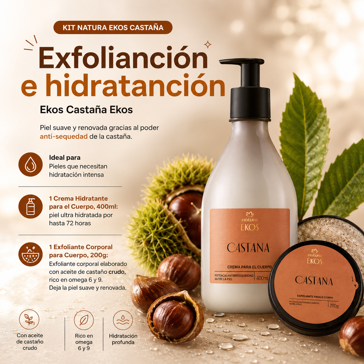Set de Cuidado Corporal Ekos Castaña