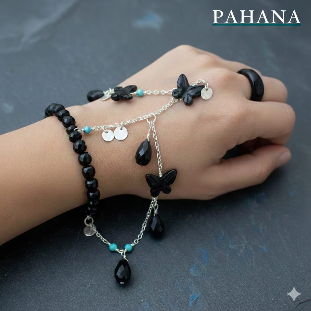 Pulsera Pahana Mariposas Negras de Obsidiana