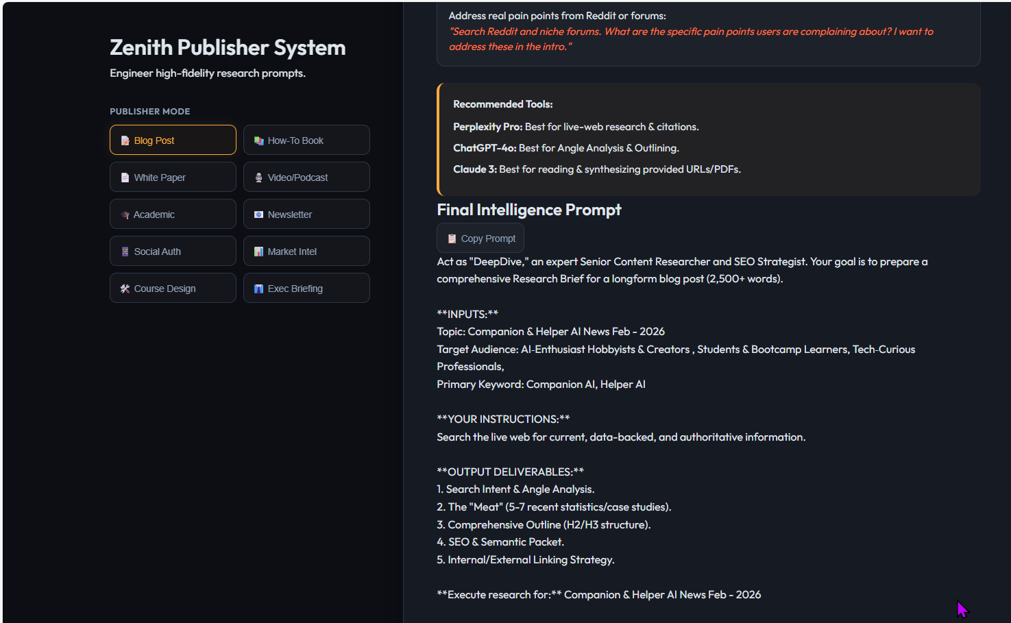 The Zenith Publisher System