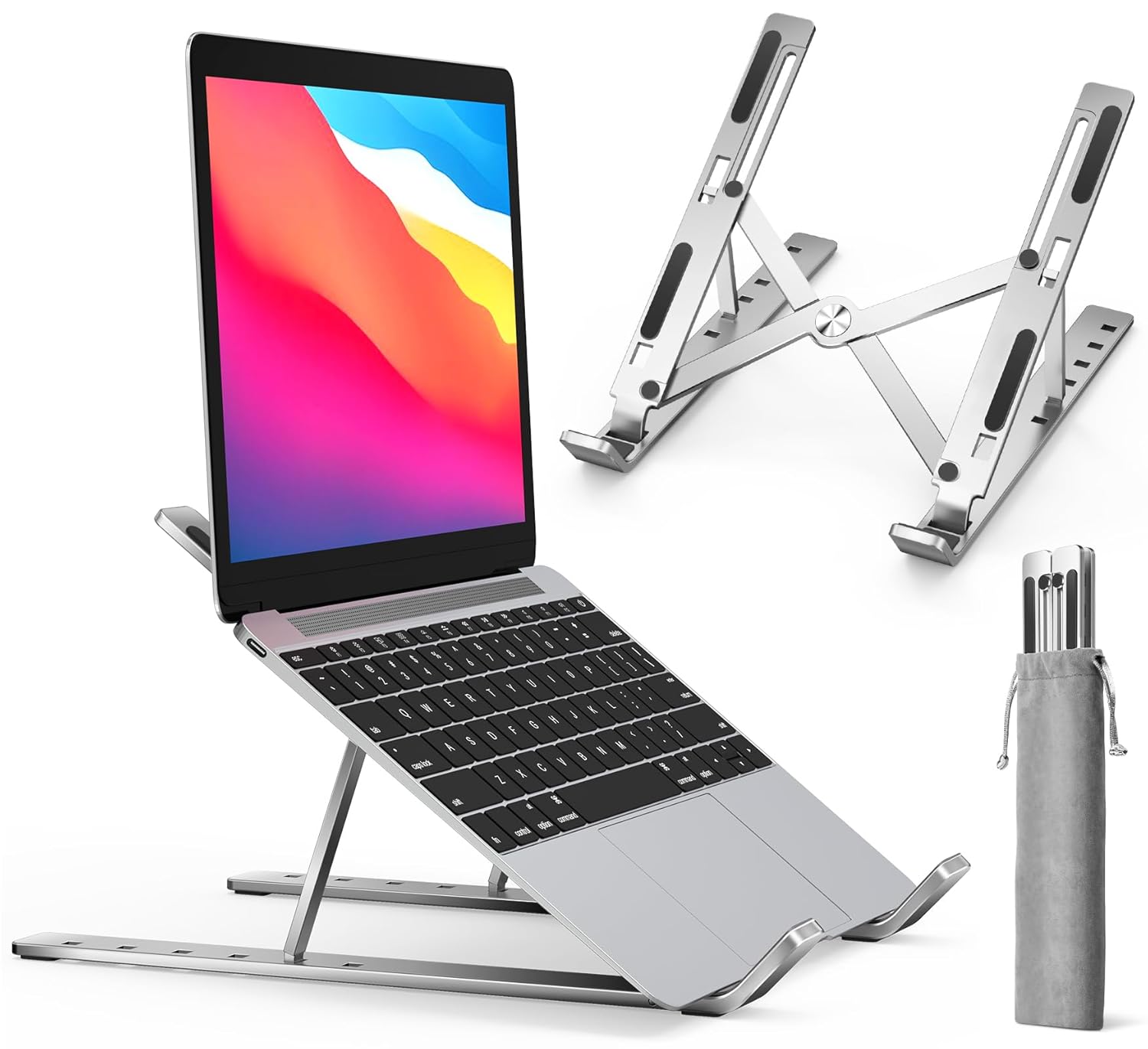 Neck Pain Relief Aluminium Adjustable Laptop Stand For Work From Home