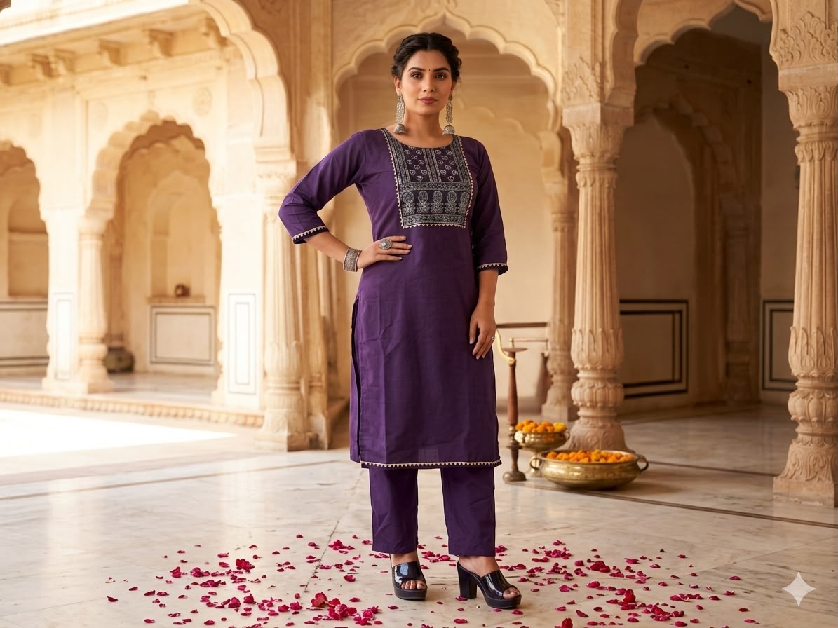 Purple Ethnic cotton co ord set
