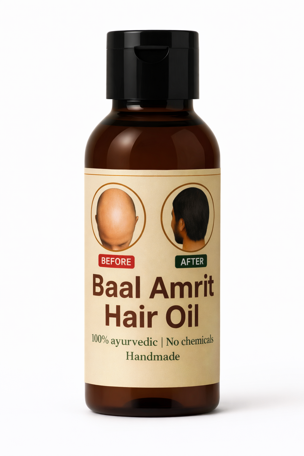 Baal Amrit Hair Oil | 100% Ayurvedic Herbal Hair Oil | Helps Reduce Hair Fall, Hair Breakage & Baldness Appearance | Nourishes Scalp | No Chemicals | Handmade | 60 ml