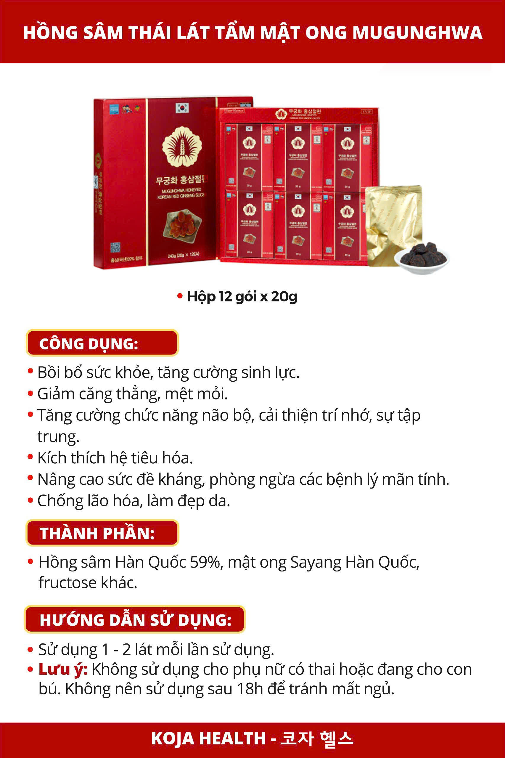 Hồng sâm Thái lát tẩm mật ong Mugunghwa