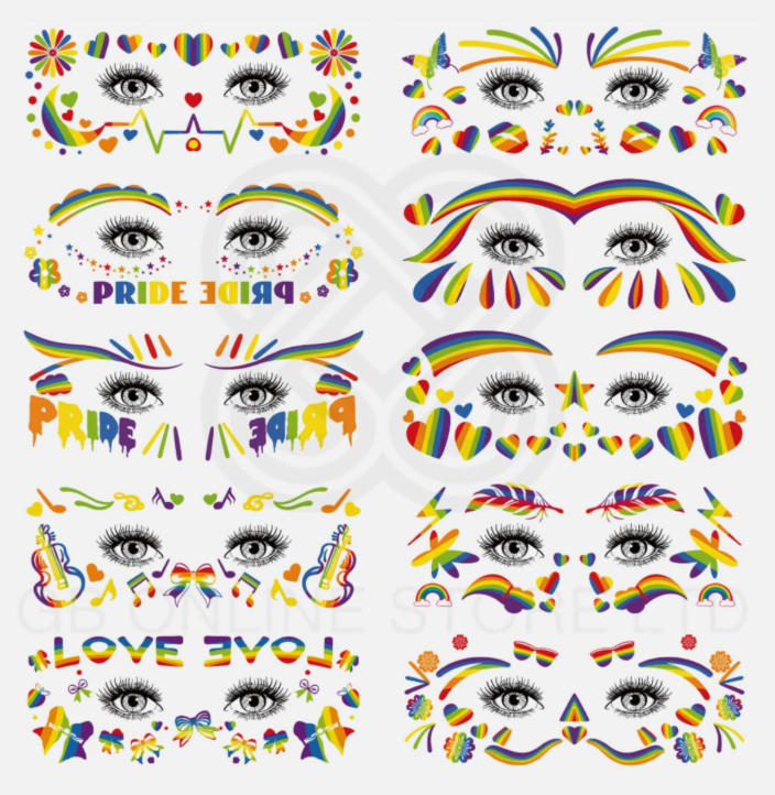LGBTQ Pride Day Face & Body Temporary Waterproof Tattoo Sticker Set