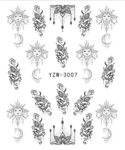 Boho Water Decals Nail Art Sticker (3007-3393)