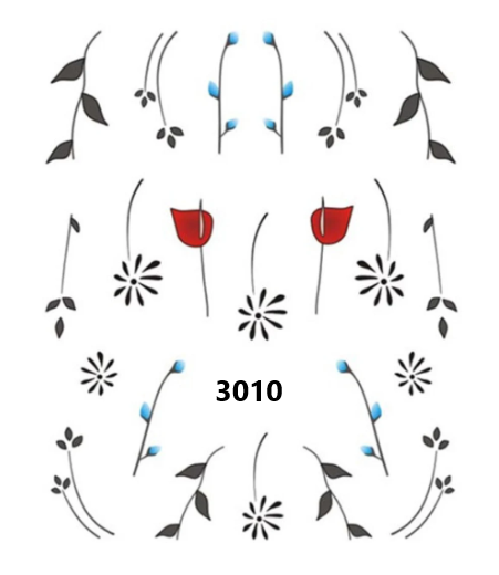 Floral Water Decals Nail Art Sticker (3001-3120)