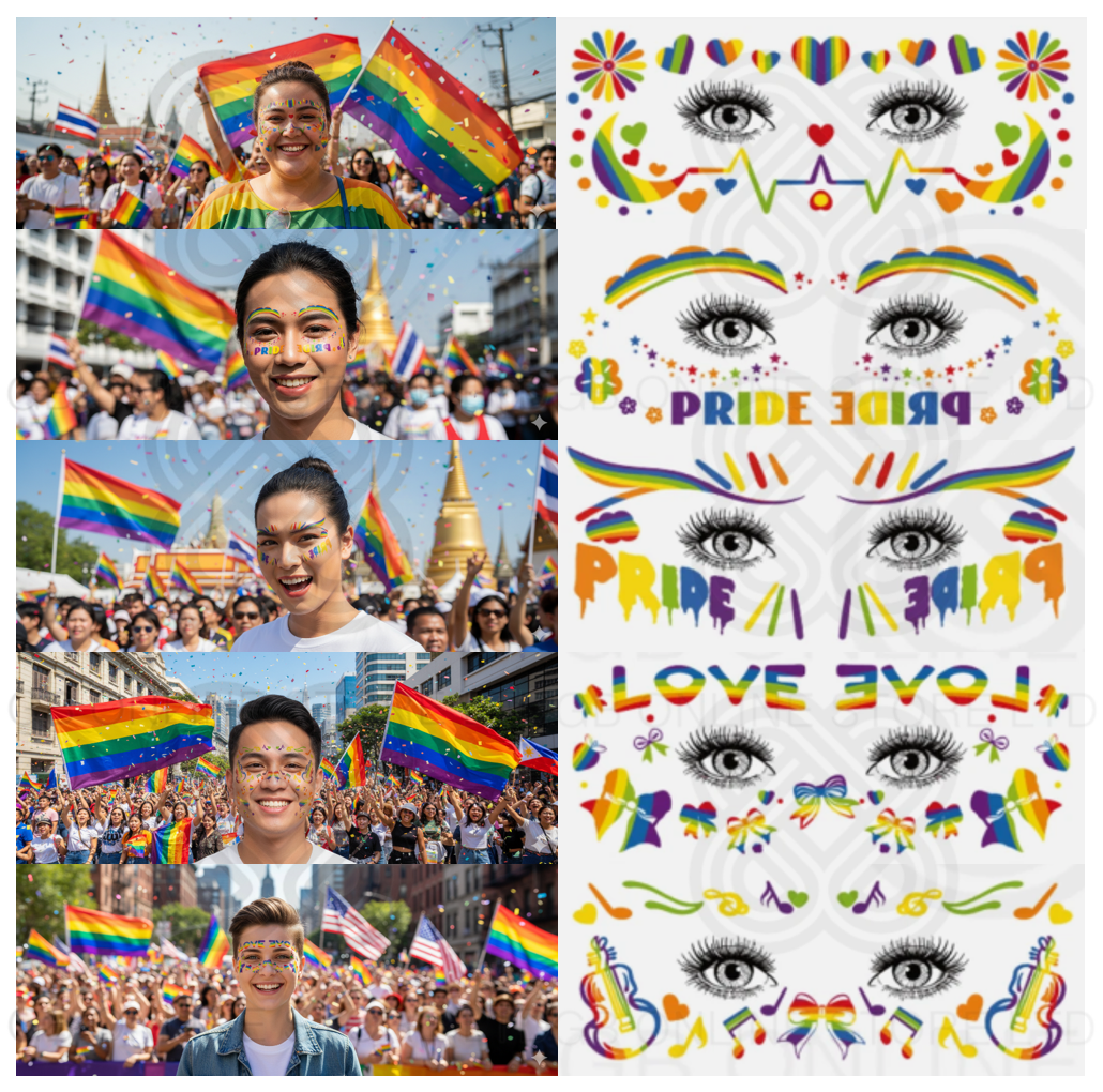 LGBTQ Pride Day Face & Body Temporary Waterproof Tattoo Sticker Set