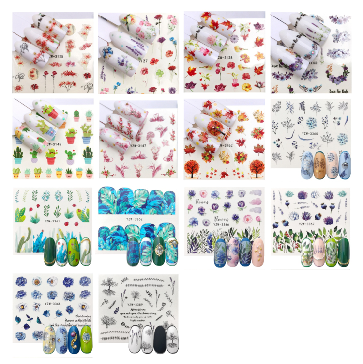 Floral & Botanical Water Decals Nail Art Stickers (3125-3389)