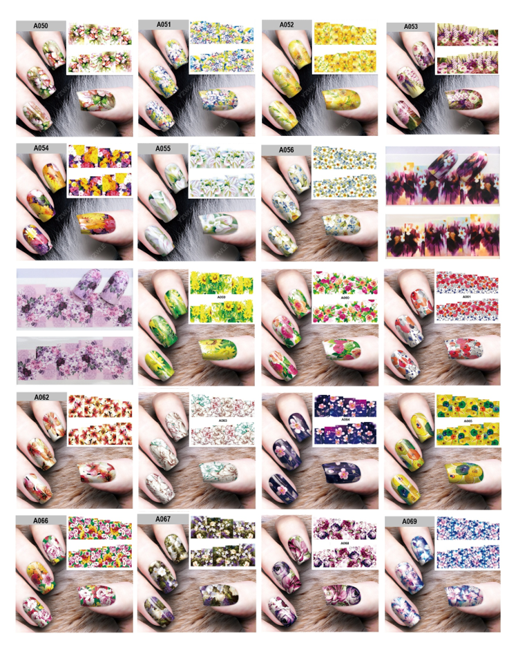 Floral Water Decals Nail Art Sticker (A50-A69)