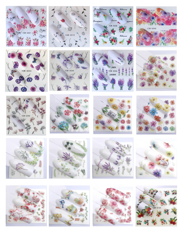 Floral Water Decals Nail Art Sticker (3001-3120)