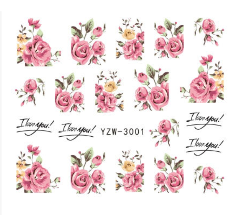 Floral Water Decals Nail Art Sticker (3001-3120)
