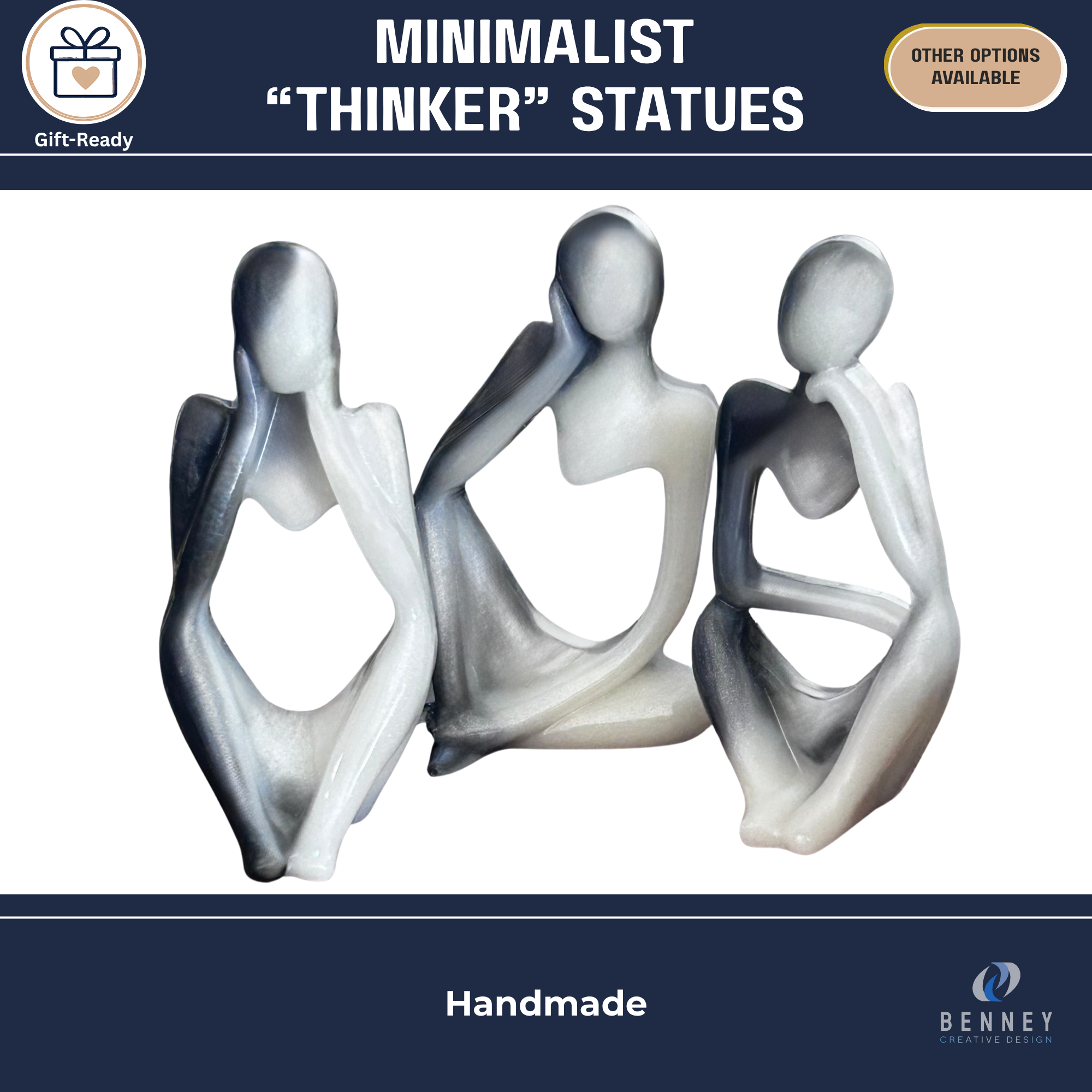 Minimalist "Thinker" Resin Statues