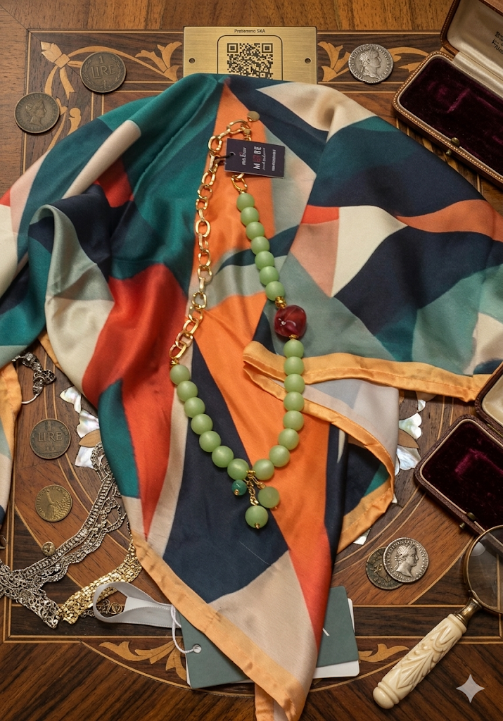 Foulard Fantasia Colorata set foulard e collana more di sicilia 