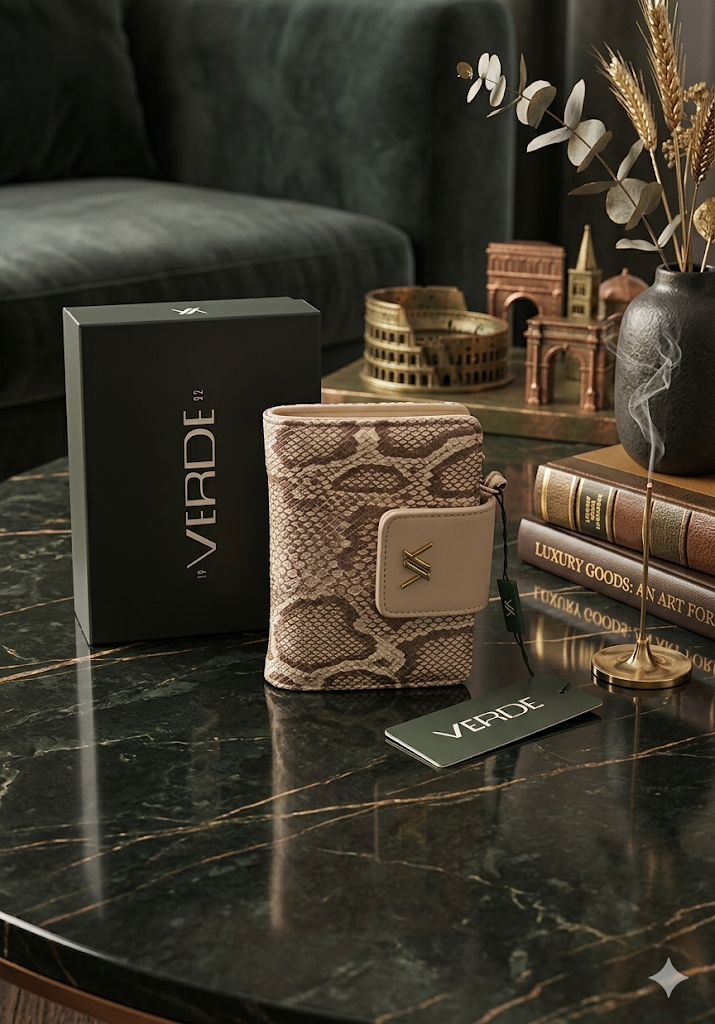 Portafoglio Verde in ecopelle pitonata