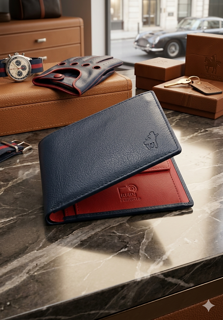 Portafoglio in pelle bicolore