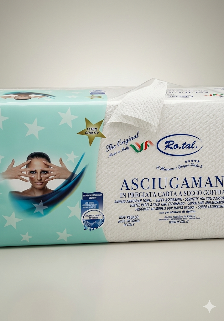 Asciugamani in pregiata carta a secco goffrata 