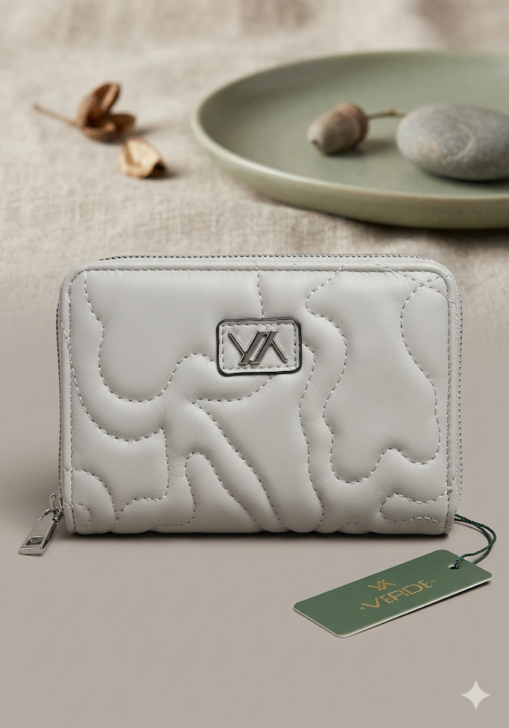 Portafoglio in ecopelle grigio chiaro