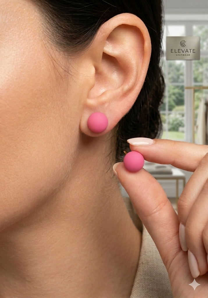 Orecchini a Bottone Rosa