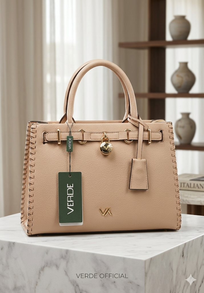 Borsa a mano in ecopelle beige