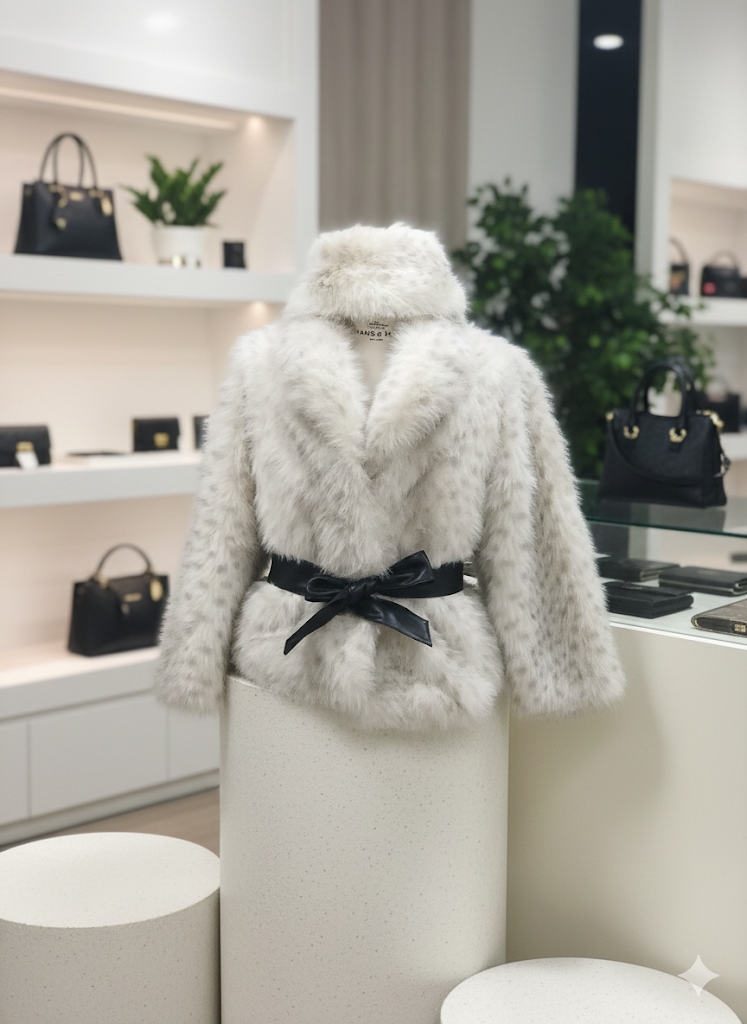 Giacca in pelliccia ecologica bianca ayefee