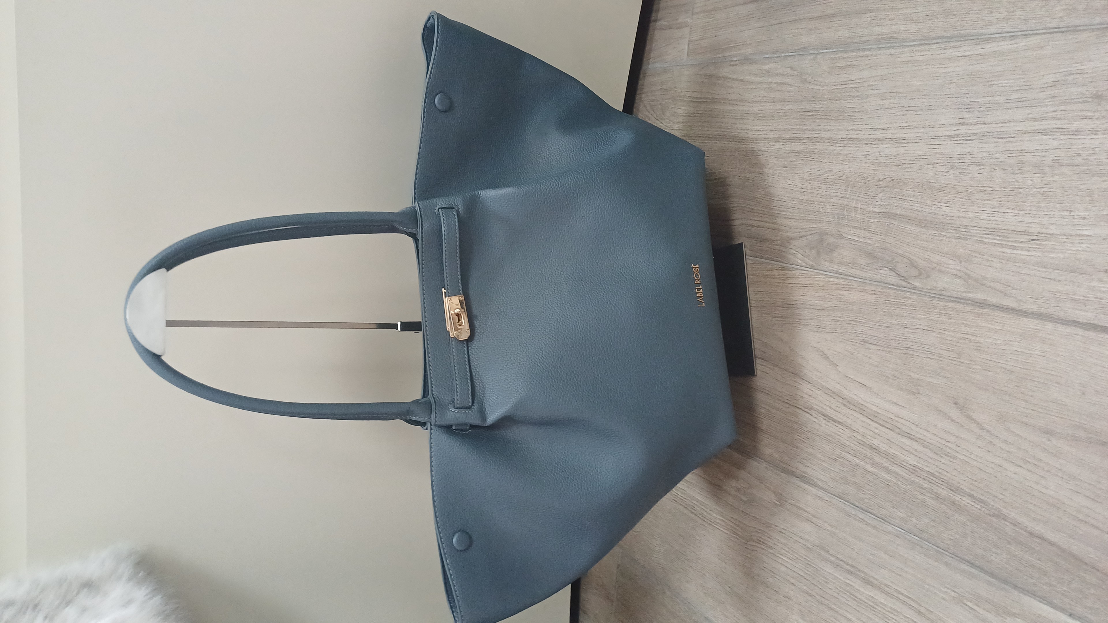 Borsa shopper in similpelle blu