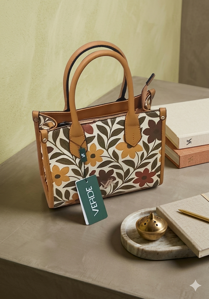 Borsa a mano floreale Verde