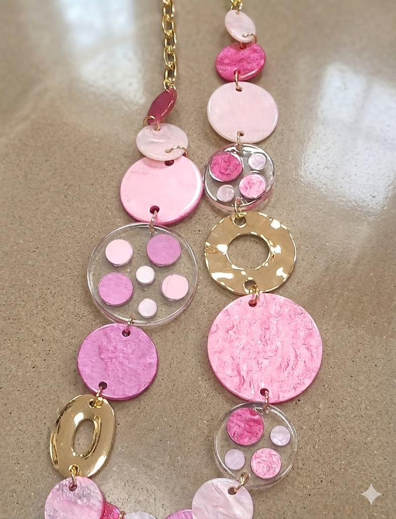 Collana Multicerchi Rosa e Oro