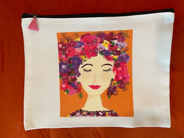 Floral Hair Canvas Zipper Pouch