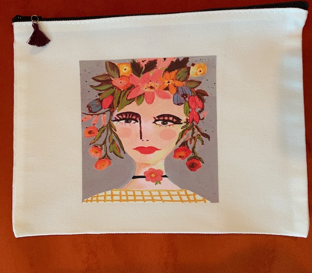 Floral Portrait Canvas Pouch