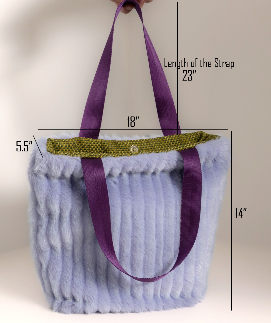 Purple Fluffy Tote with Satin Handle