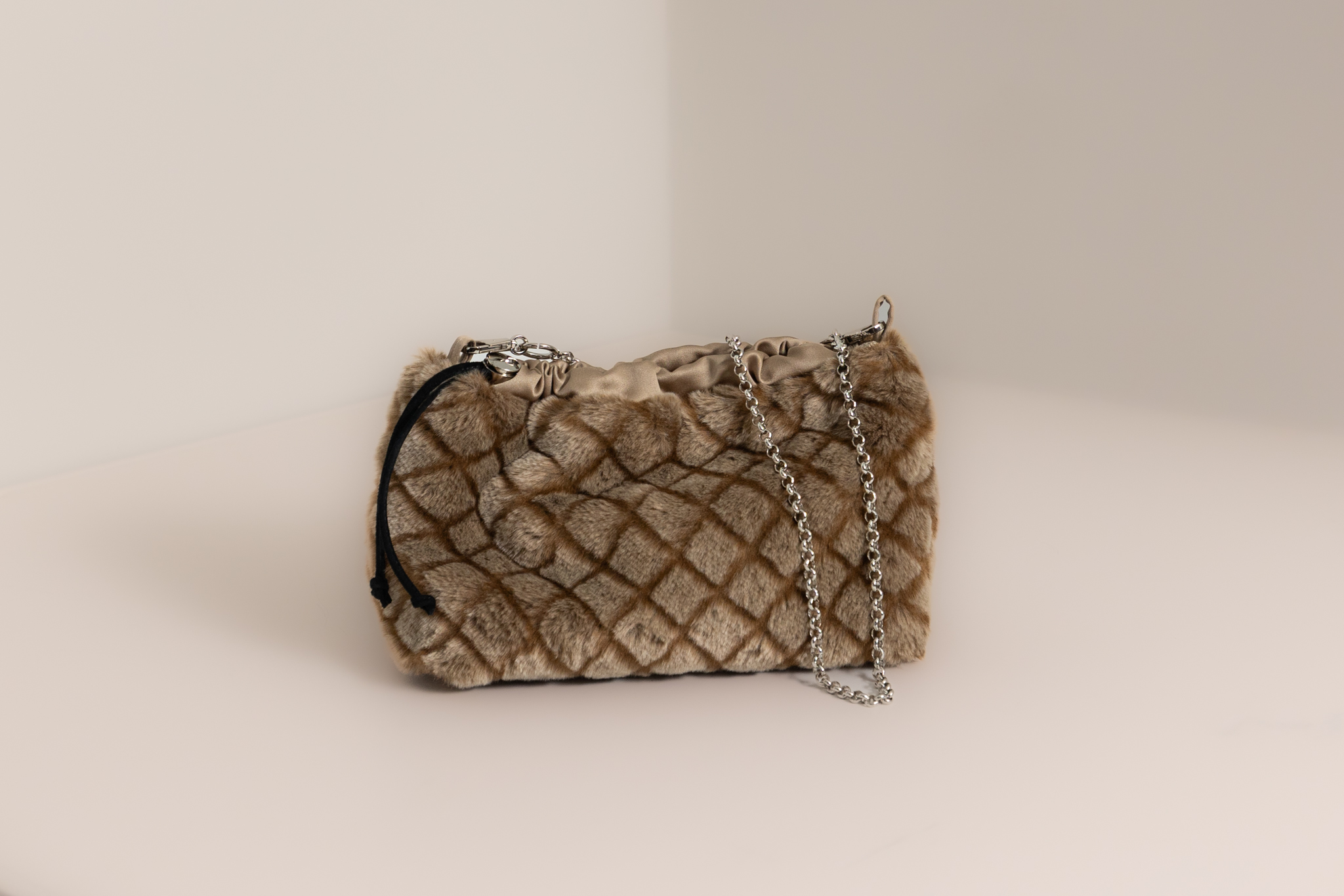 Quilted Faux Fur Shoulder Bag