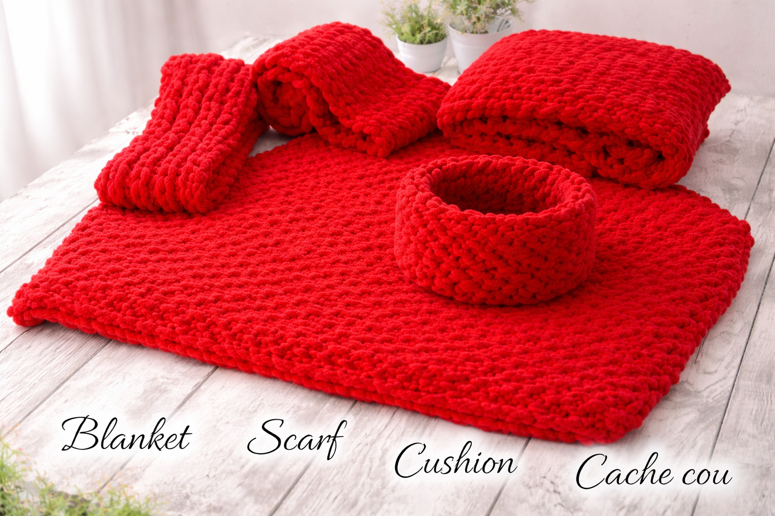 Red Knit Cozy Set for Valentin set