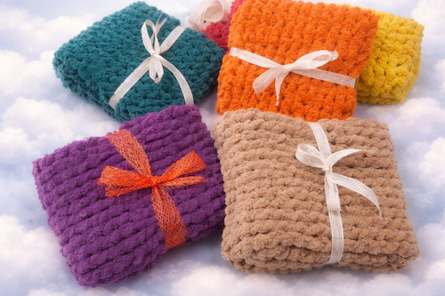 Handmade Knit Washcloth Set