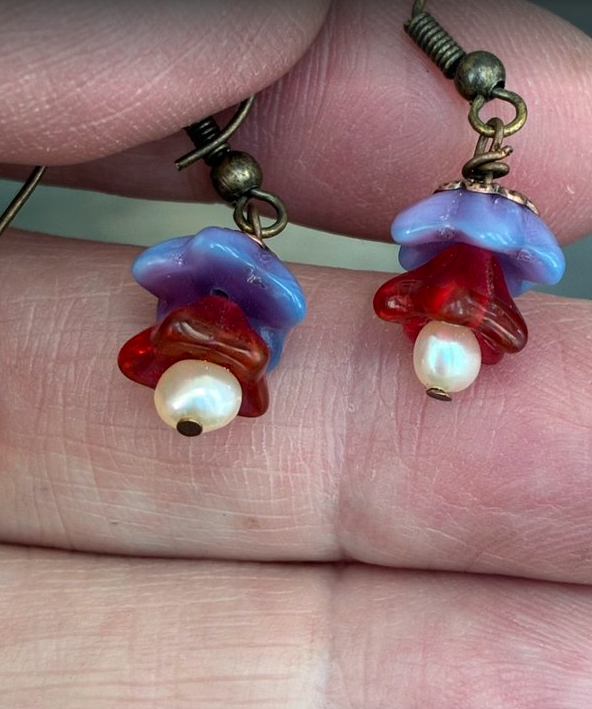 Czech Glass Flower Bead Earrings