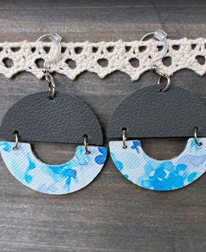 Handmade Leather & Canvas Earrings