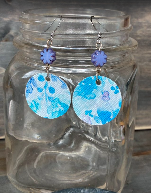 Blue Watercolor Statement Earrings