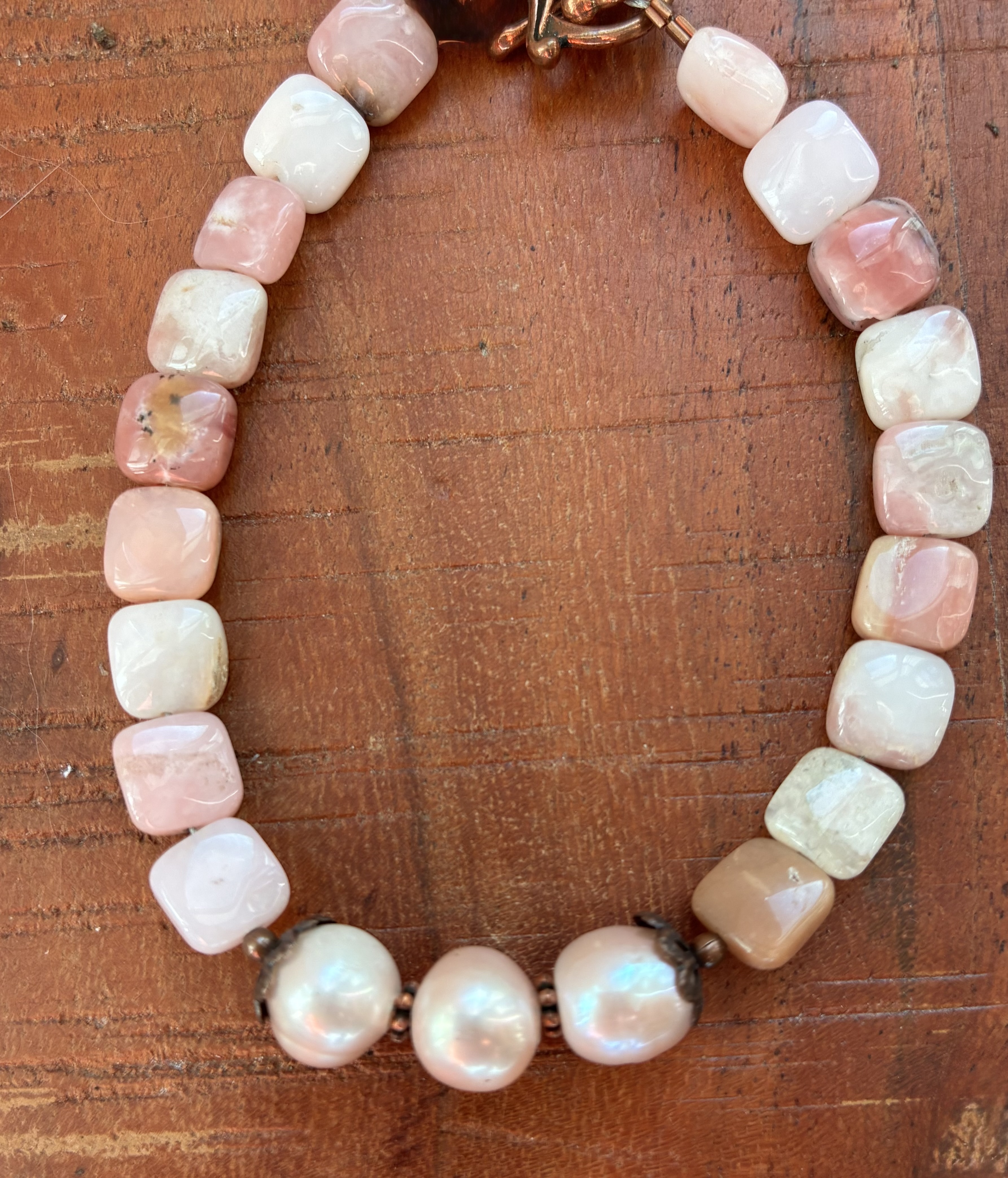 Light Pink Stone and Pearl Bracelet