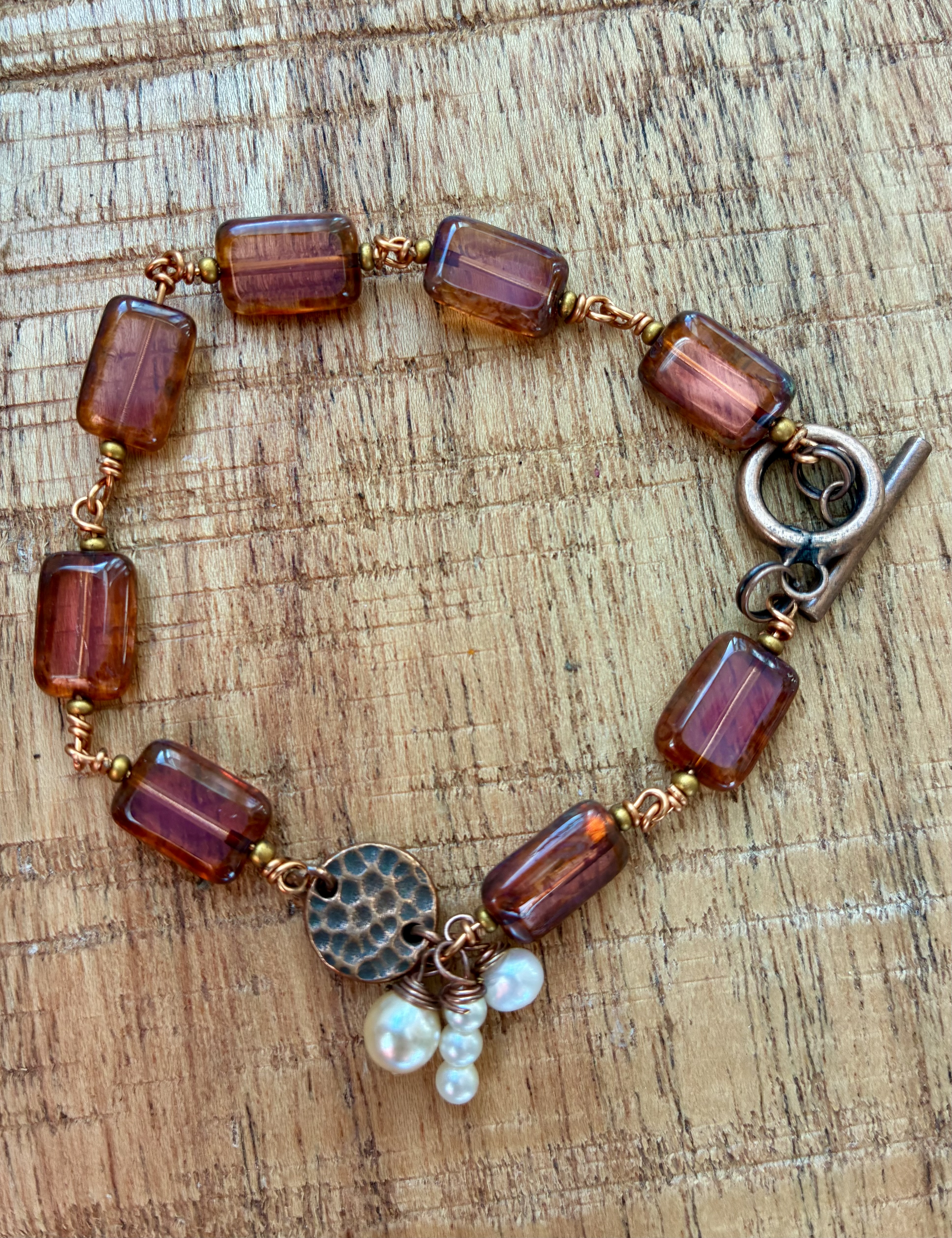 Dusty Pink Glass Bead Bracelet