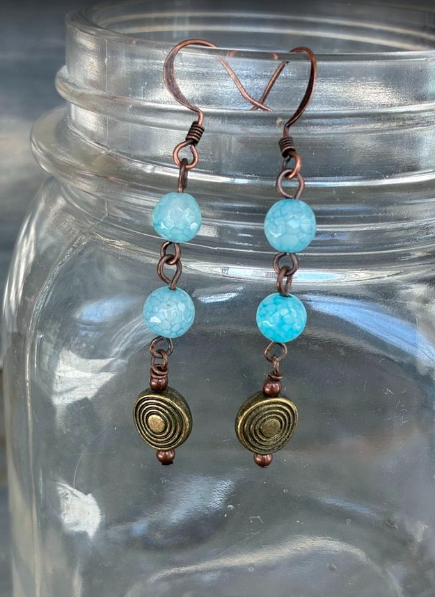 Boho Blue Bead Drop Earrings