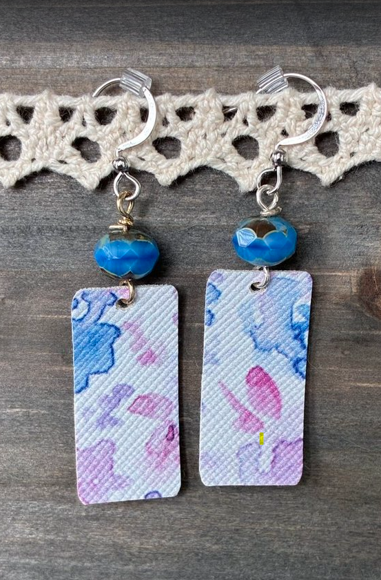 Floral Rectangle Handmade Earrings