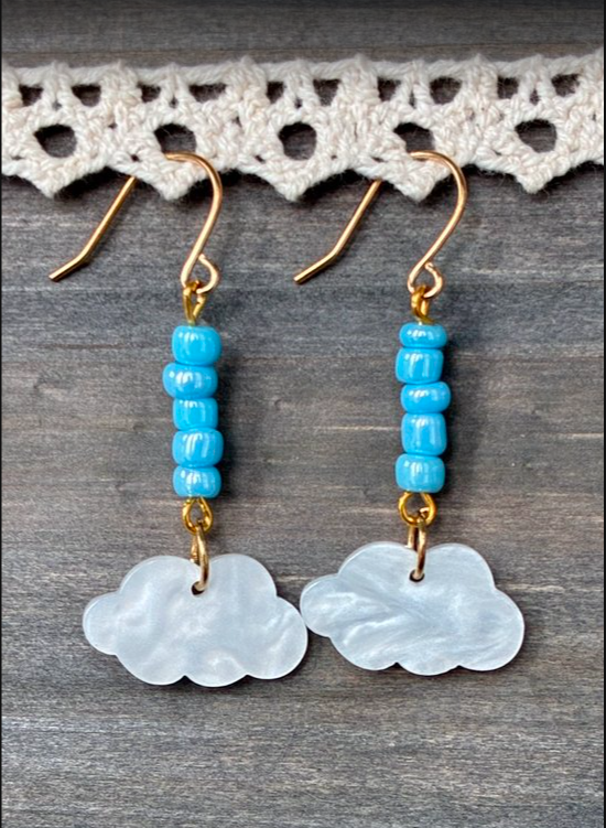 Cloud & Bead Dangle Earrings