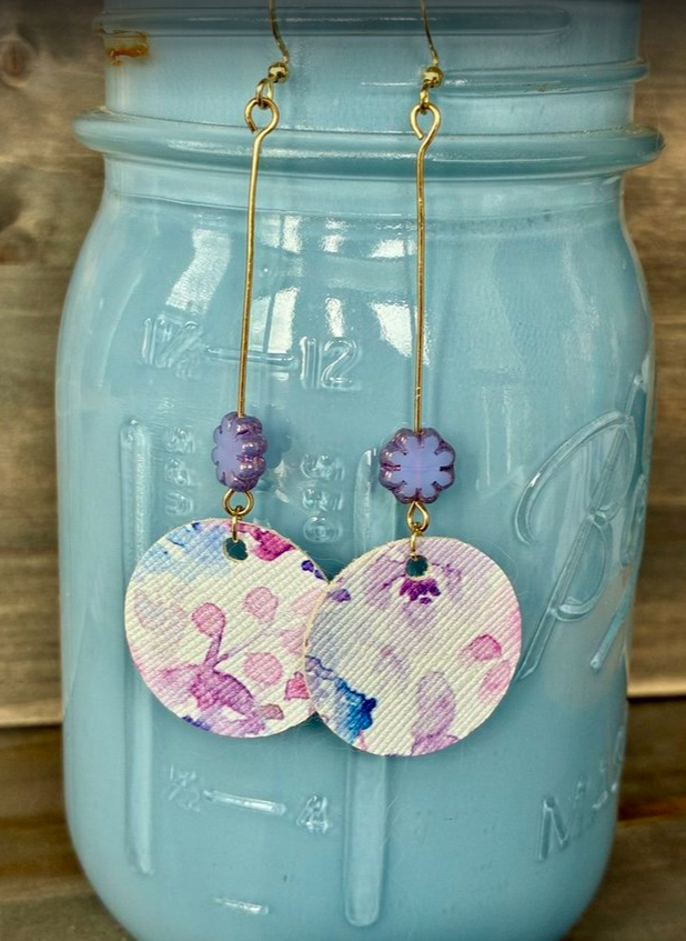 Purple Floral Drop Earrings