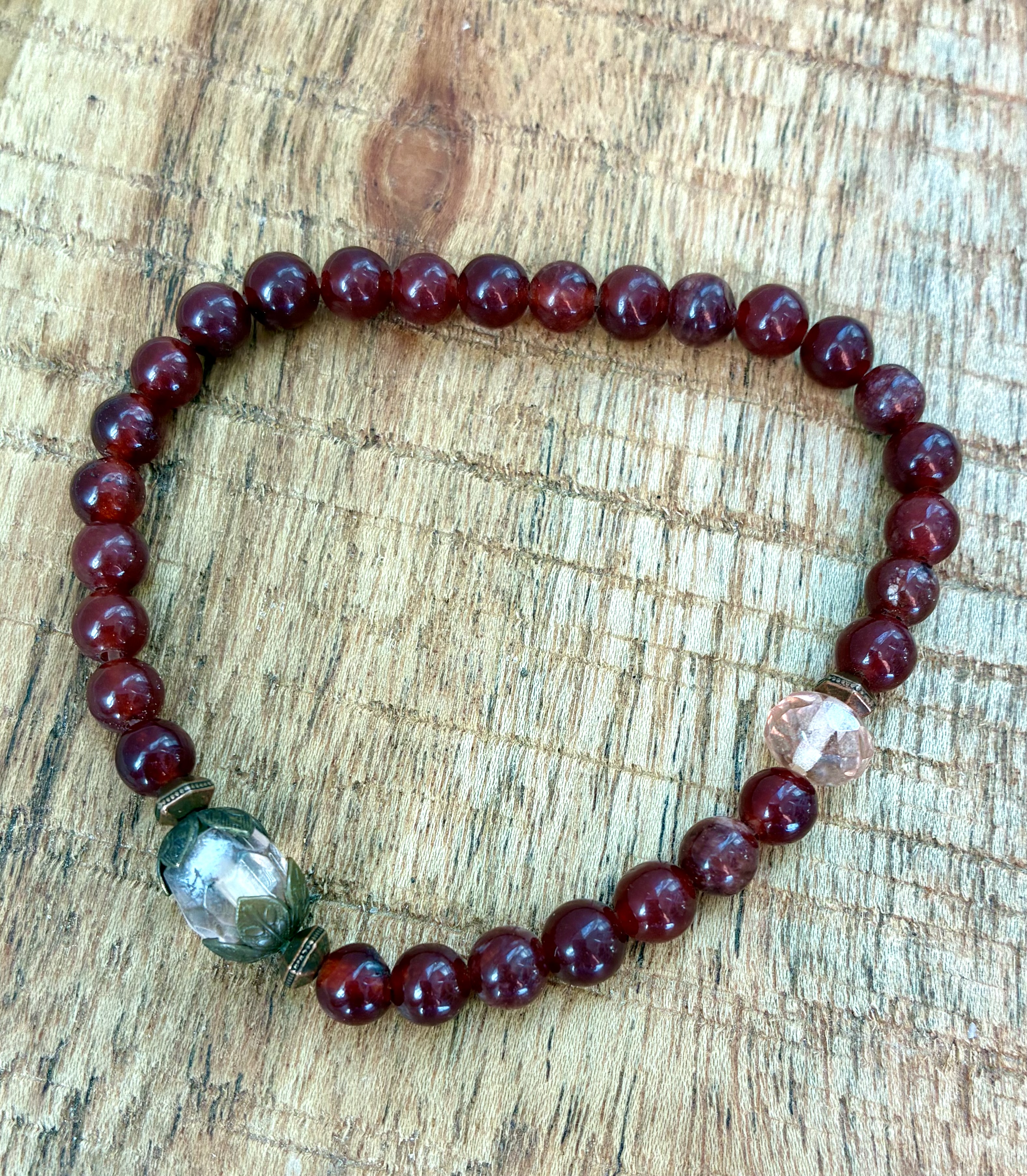 Dark Red Beaded Bracelet