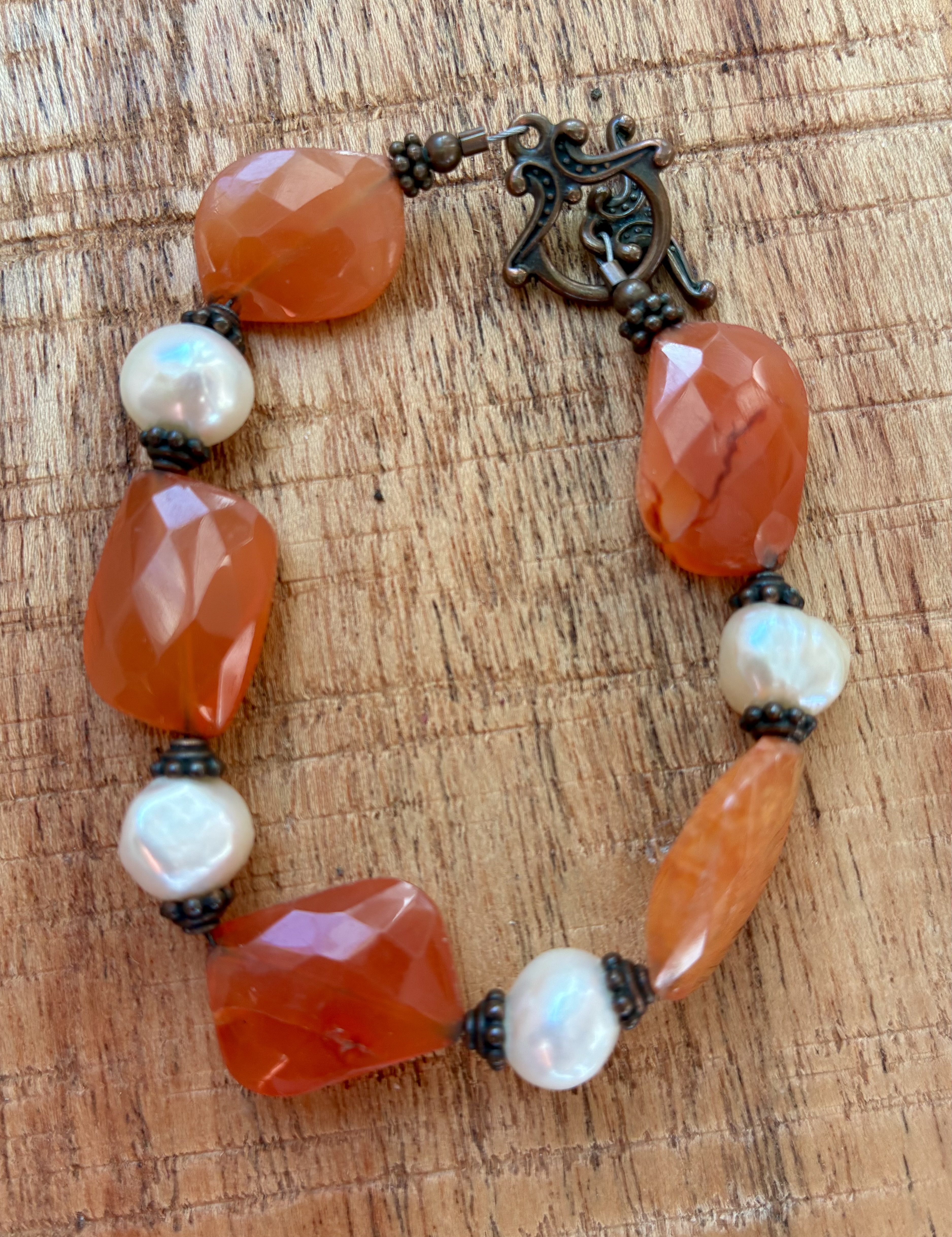 Carnelian & Pearl Bracelet