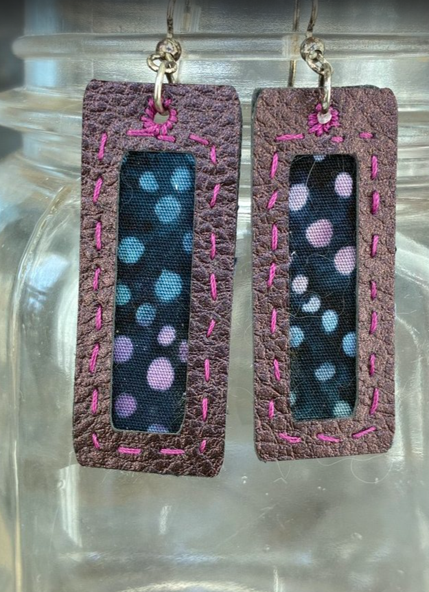 Handcrafted Faux Leather & Fabric Earrings