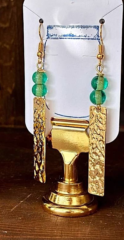 Hammered Gold Drop Earrings