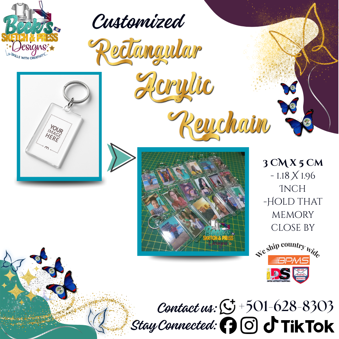 Customized Rectangular Acrylic Keychain