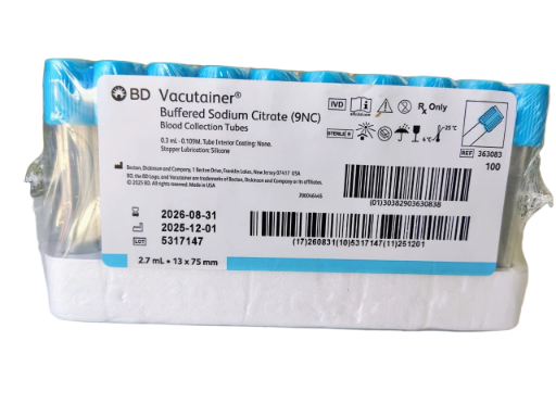TUBO VACUTAINER AZUL  2.7 ML C/100